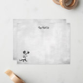 編集可能ヴィンテージクールトップハットキャットブラックとホワイト ノートカード (正面/裏面インサイチュ)