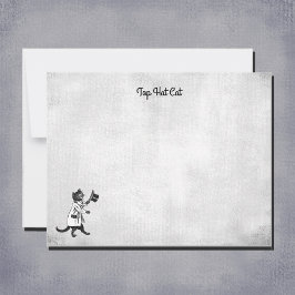 編集可能ヴィンテージクールトップハットキャットブラックとホワイト ノートカード