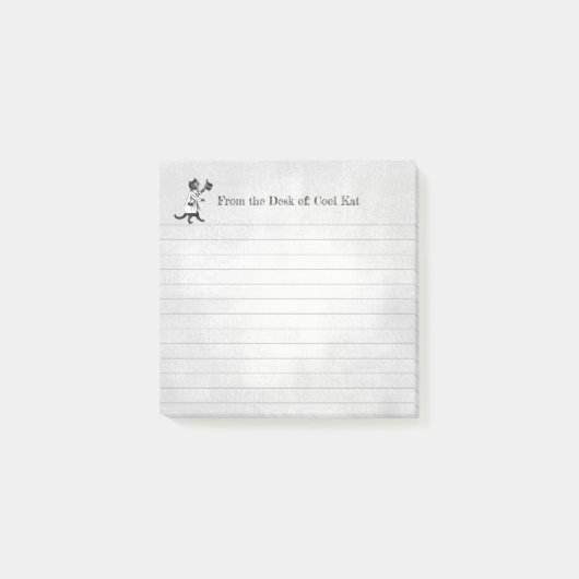 編集可能ヴィンテージクールトップハットキャットラインスティッキー ポストイット (正面)
