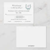 編集可能ヴィンテージセージグリーンフランスのリースRSVP エンクロージャーカード (正面/裏面)