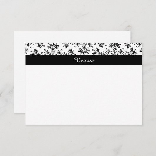 編集可能ヴィンテージダマスクデイジーフローラアートノートカード ノートカード (正面/裏面)