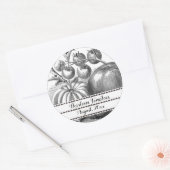 編集可能ヴィンテージトマトシードラベル ラウンドシール (封筒)