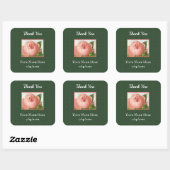 編集可能ヴィンテージピンクキャベツバラありがとう スクエアシール (シート)