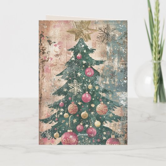 編集可能ヴィンテージピンククリスマスカード シーズンカード (裏面)