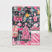 編集可能ヴィンテージピンククリスマスカード シーズンカード (裏面)