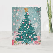 編集可能ヴィンテージピンククリスマスカード シーズンカード (正面)