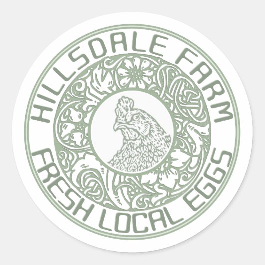 編集可能ヴィンテージヘンボタニカルエッグカートン ラウンドシール (正面)