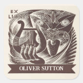 編集可能ヴィンテージマスクとハープ スクエアシール (正面)