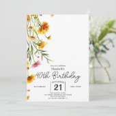 編集可能ヴィンテージワイルドフラワー40歳の誕生日 招待状 (スタンド正面)