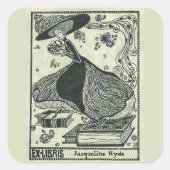 編集可能ヴィンテージ女性ステップオンブックス蔵書票 スクエアシール (正面)