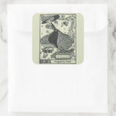 編集可能ヴィンテージ女性ステップオンブックス蔵書票 スクエアシール (バッグ)