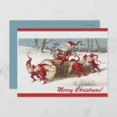 編集可能ヴィンテージ小人ログ上でSantaを移動 ポストカード (正面/裏面)