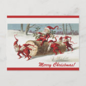 編集可能ヴィンテージ小人ログ上でSantaを移動 ポストカード (正面)