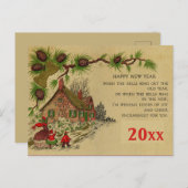 編集可能ヴィンテージ新年挨拶 ポストカード (正面/裏面)