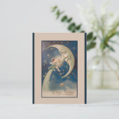 編集可能ヴィンテージ新月の新年の挨拶 ポストカード (スタンド正面)