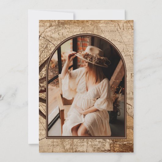 編集可能ヴィンテージ旅行ベビーシャワー招待状 招待状 (裏面)