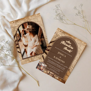 編集可能ヴィンテージ旅行ベビーシャワー招待状 招待状