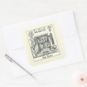 編集可能ヴィンテージ本棚プラントカメラ蔵書票 スクエアシール (封筒)