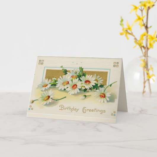 編集可能ヴィンテージ束デイジー誕生日 カード (黄色い花)