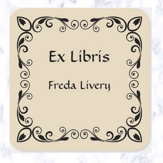 編集可能ヴィンテージ楕円およびスクロール スクエアシール