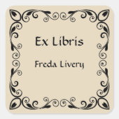 編集可能ヴィンテージ楕円およびスクロール スクエアシール (正面)