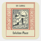 編集可能ヴィンテージ混練射手蔵書票 スクエアシール (正面)