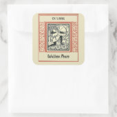 編集可能ヴィンテージ混練射手蔵書票 スクエアシール (バッグ)