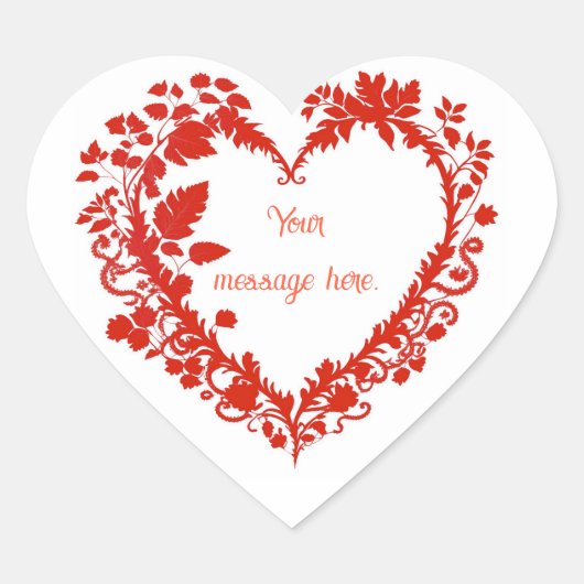 編集可能ヴィンテージ華美リーフバレンタイン ハートシール (正面)
