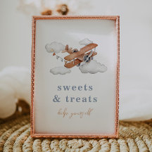 編集可能ヴィンテージ飛行機食品標識