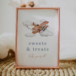 編集可能ヴィンテージ飛行機食品標識 招待状