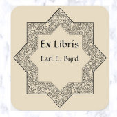 編集可能ヴィンテージ8点星蔵書票 スクエアシール