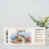 編集可能中国搭乗パス飛行機チケット 招待状 (スタンド正面)