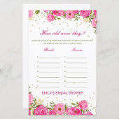 編集可能何歳だった？ブライダルシャワーゲーム (正面/裏面)