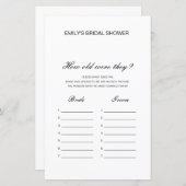 編集可能何歳だった？ブライダルシャワーゲーム (正面/裏面)