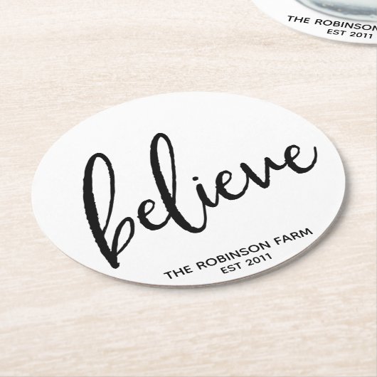 編集可能信じファームハウススタイルコースター ラウンドペーパーコースター (アングル)