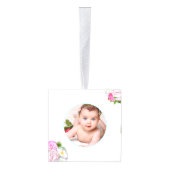 編集可能写真と牡丹の花 キューブオーナメント (右)