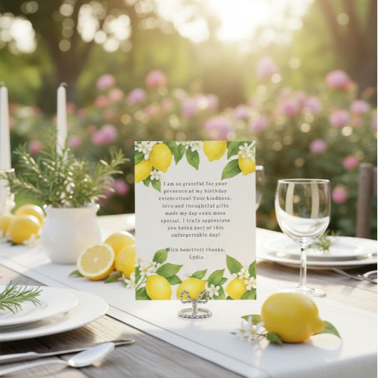編集可能地中海リモンチェロ誕生日 サンキューカード