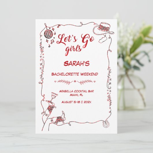 編集可能女性のカーボーイバチェロレッテ 招待状 (スタンド正面)