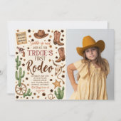 編集可能女性のカーボーイ誕生日パーティフォト招待状 招待状 (正面)