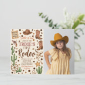 編集可能女性のカーボーイ誕生日パーティフォト招待状 招待状 (スタンド正面)