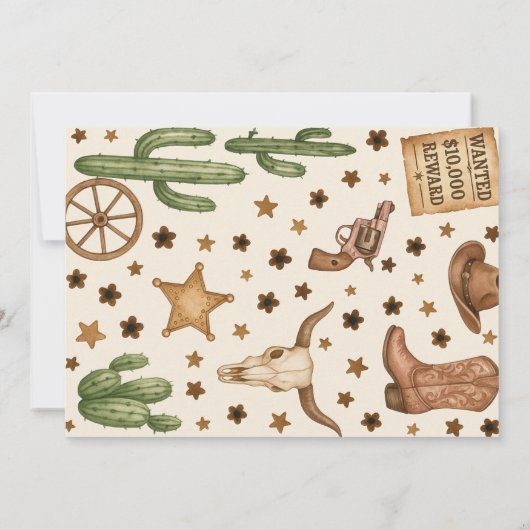 編集可能女性のカーボーイ誕生日パーティフォト招待状 招待状 (裏面)