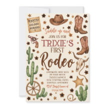 編集可能女性のカーボーイ誕生日パーティーの招待