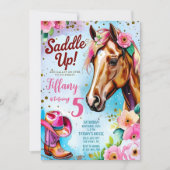 編集可能女性のカーボーイ誕生日招待状テンプレートガール 招待状 (正面)