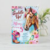 編集可能女性のカーボーイ誕生日招待状テンプレートガール 招待状 (スタンド正面)