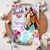 編集可能女性のカーボーイ誕生日招待状テンプレートガール 招待状