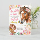 編集可能女性のカーボーイ誕生日招待状テンプレートガール 招待状 (スタンド正面)