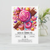 編集可能威厳のあるキャンディランドデジタル誕生日 招待状 (スタンド正面)