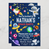 編集可能宇宙パーティの招待状 招待状 (正面/裏面)