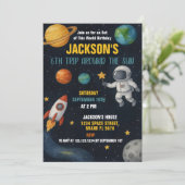 編集可能宇宙誕生日カード 招待状 (スタンド正面)