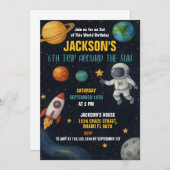 編集可能宇宙誕生日カード 招待状 (正面/裏面)